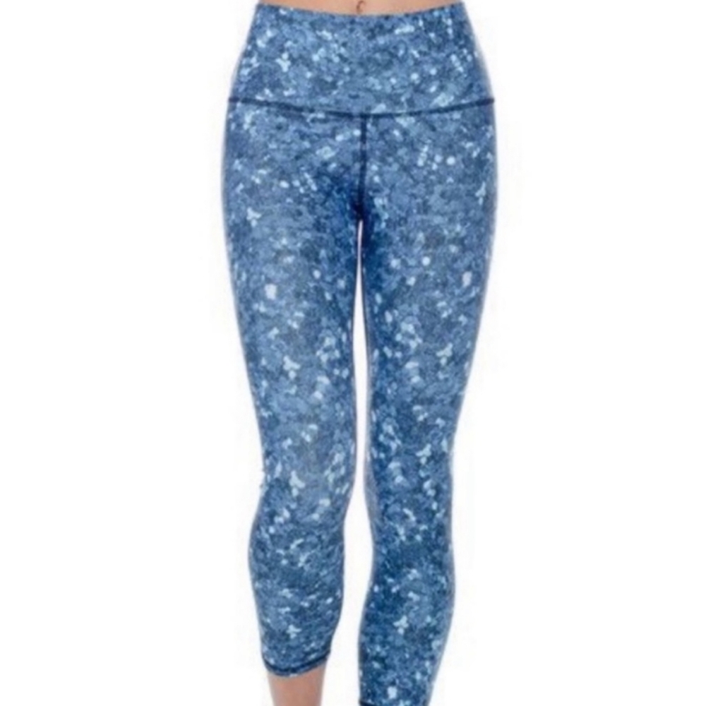 Yoga Democracy Blue Sequin Cropped Leggings